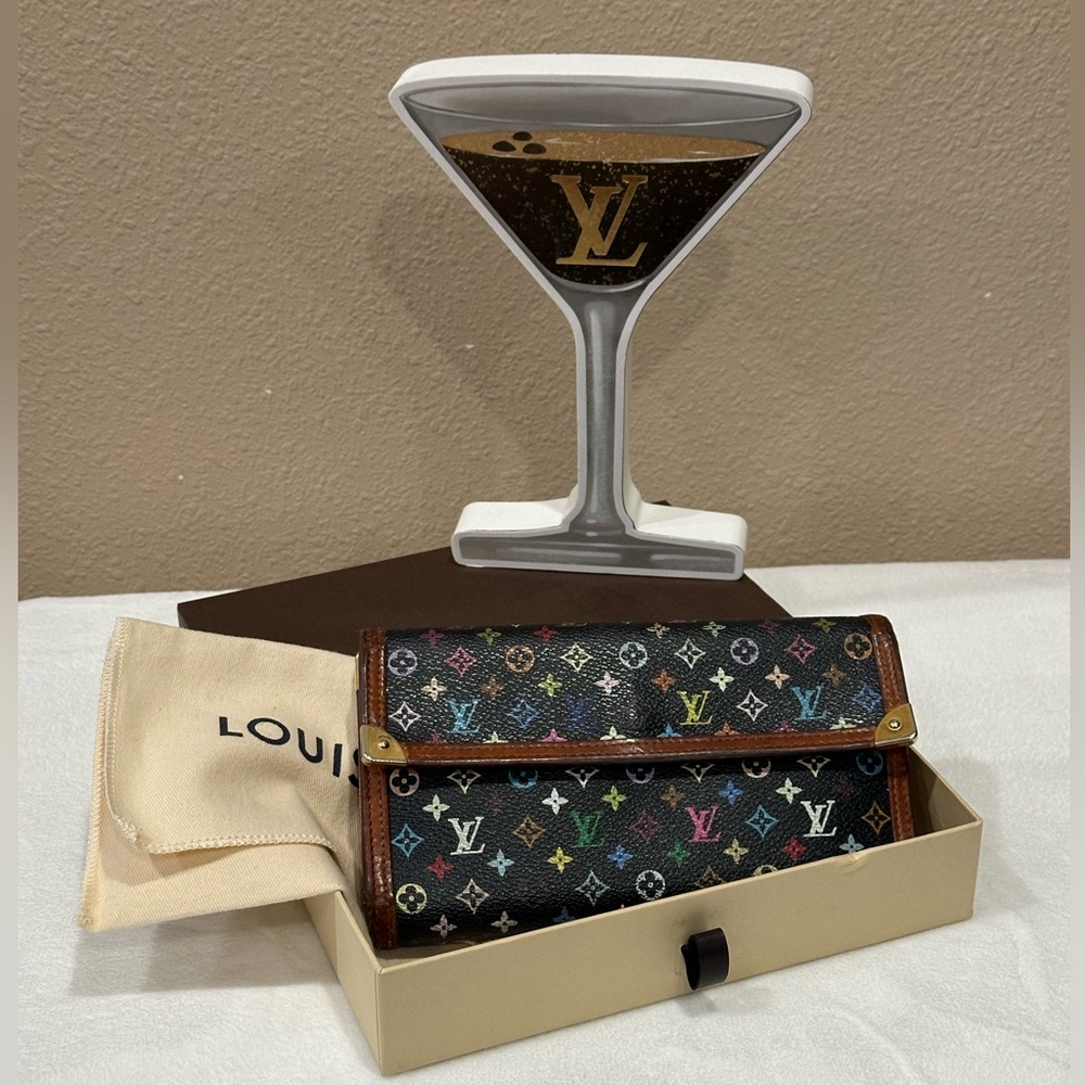 Louis Vuitton Black Murakami International Wallet Full Inclusion